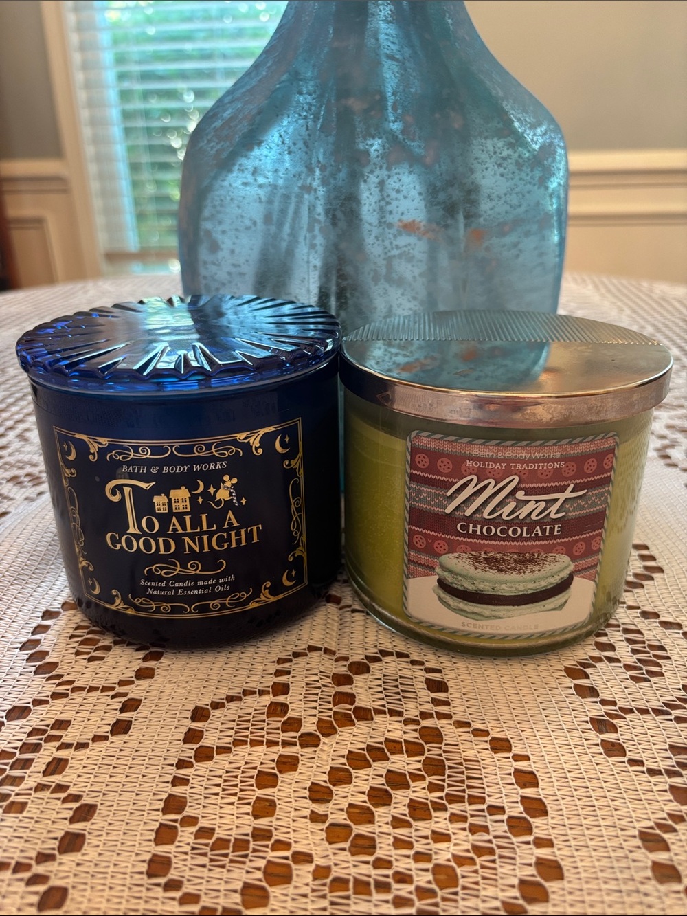 Bath & Body Works To All A Good Night and Mini Chocolate 3-wick Candles